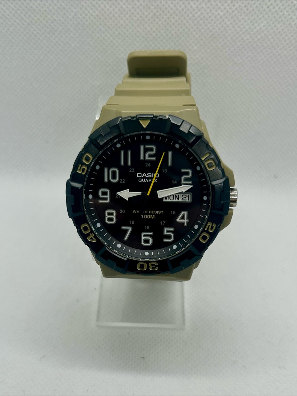 Casio 100M Water Resist Men’s Watch Olive Green Resin Strap 50.5mm Quartz